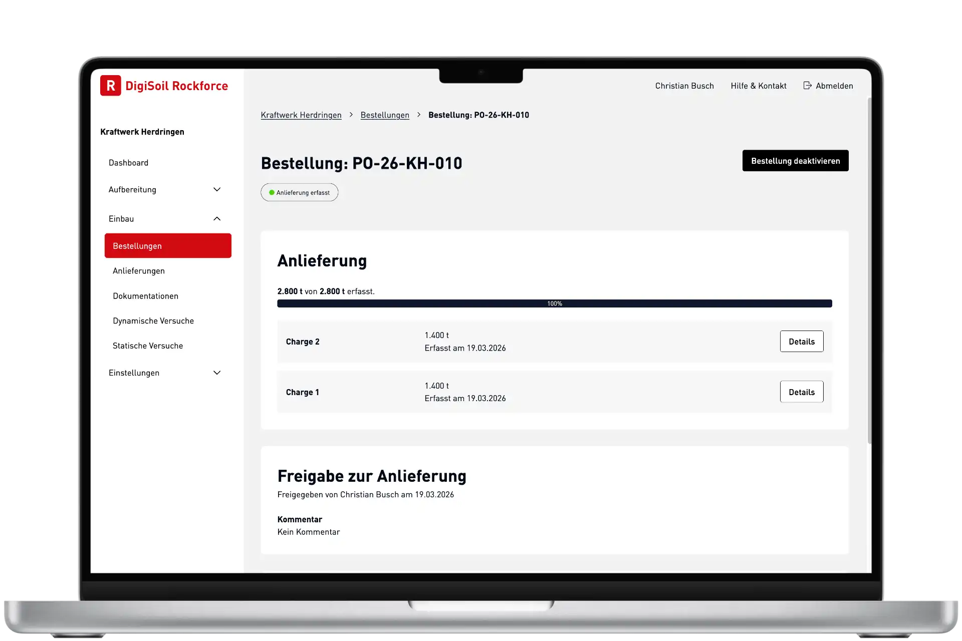 Rockforce – Annahmekontrolle durchführen